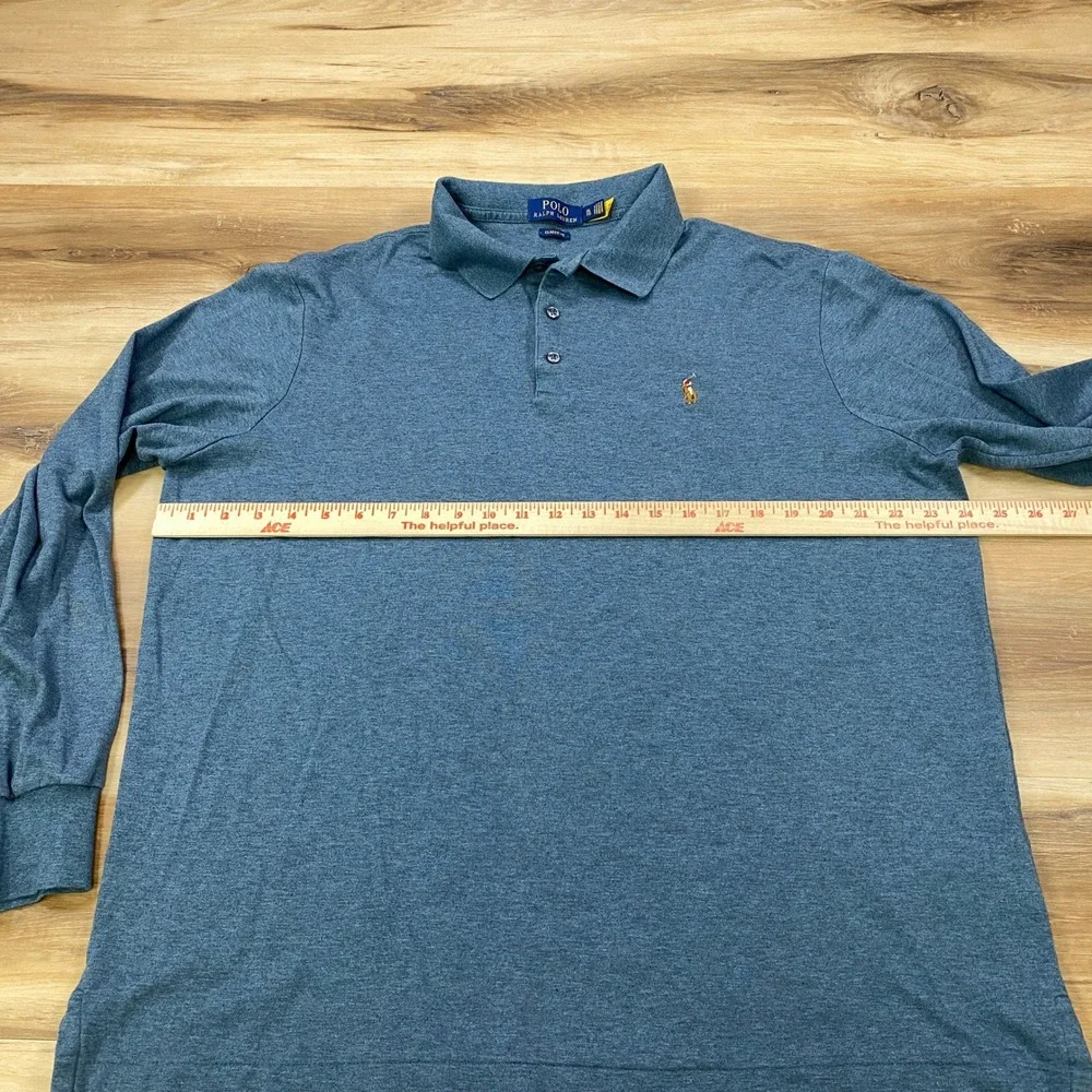 Polo Ralph Lauren Polo Men XL Classic Fit Cotton Heather Blue Heritage Casual